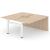 Motion Electric Height Adjustable Office 2-Desk Bench w/Open Metal Leg, Panel Leg & 2 Grommets, 2 Level Columns