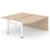 Motion Electric Height Adjustable Office 2-Desk Bench w/Open Metal Leg & Panel Leg