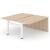 Motion Electric Height Adjustable Office 2-Desk Bench w/Open Metal Leg, Panel Leg & Sliding Desktops