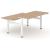 Motion Electric Height Adjustable Office 2-Desk Bench w/Cut-Out (scallop) for Wire Management, 3 Level Columns