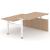 Motion Electric Height Adjustable Office 2-Desk Bench w/Open Metal Leg & Panel Leg, 3 Level Columns