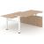 Motion Electric Height Adjustable Office 2-Desk Bench w/Open Metal Leg, Panel Leg & 2 Grommets, 3 Level Columns