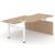 Motion Electric Height Adjustable Office 2-Desk Bench w/Open Metal Leg & Panel Leg & Sliding Desktops, 3 Level Columns