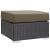 Convene Outdoor Patio Square Fabric/Synthetic Rattan Weave Ottoman