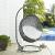Hide Outdoor Patio Synthetic Rattan Weave Swing Chair With Stand