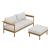 Wren 2-Piece Outdoor Patio Teak Wood Sofa and Ottoman Set