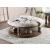 Mika Wood Round Storage Coffee Table w/Fabric Cushion Top