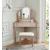 Kasey Wood Storage Corner Vanity Dresser w/2 Drawers, Mirror & Stool