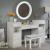 Yasmine Wood Storage Vanity Dresser w/9 Drawers, LED Mirror & Stool
