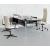Longo Glass Top Office Single Desk w/Storage Cabinet Support