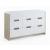 Arden 9-Drawer Double Dresser Two-Tone White Gloss & Driftwood with Brushed Gold Pulls
