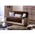 Natural Fabric/PU Storage Sleeper Loveseat w/Wooden Armrest