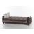 Natural Fabric/PU Storage Sleeper Sofabed w/Wooden Armrests