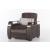 Natural Fabric/PU Storage Sleeper Living Room Set w/Wooden Armrests