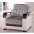 Natural Fabric/PU Storage Sleeper Armchair w/Wooden Armrests