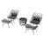 Ashland 3-Piece Patio Conversation Set w/Foot Ottomans