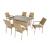 Genoa 7-Piece Steel Rectangle Glass Top Outdoor Dining Table w/6 Armchairs