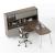 Round Melamine Workstation Single Desk for 1 Person w/Storage Cabinets