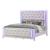 Opium Queen Size Bed with Leatherette Upholstered Footboard & Headboard, LED Lighting
