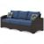 Windglow Outdoor Nuvella Fabric/Resin Wicker Sofa w/2 Pillows