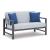 Fynnegan Outdoor Nuvella Fabric/Eucalyptus Wood Loveseat w/Table
