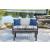 Fynnegan Outdoor Nuvella Fabric/Eucalyptus Wood Loveseat w/Table