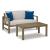 Fynnegan Outdoor Nuvella Fabric/Eucalyptus Wood Loveseat w/Table