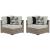 Calworth Outdoor Nuvella Fabric/Resin Wicker Corner Chair w/Cushion, Set of 2