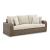 Sandy Bloom Outdoor Nuvella Fabric/Resin Wicker Sofa w/4 Pillows