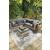 Citrine Park Outdoor Nuvella Fabric/Eucalyptus Wood Ottoman w/Cushion