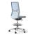 Wind High Upholstered Back Armless Fabric Swivel Chair w/Castors & Footring