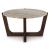 Tanidore Marble Wood Round Coffee Table Warm Brown