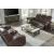 High Impact Leather/PVC Power Reclining Sofa w/Adjustable Headrest & Lighting