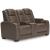 High Impact Leather/PVC Power Reclining Loveseat w/Console & Adjustable Headrests