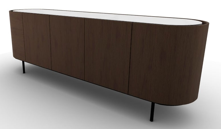 Lake Wood/Ceramic/Metal Sideboard w/5 Doors