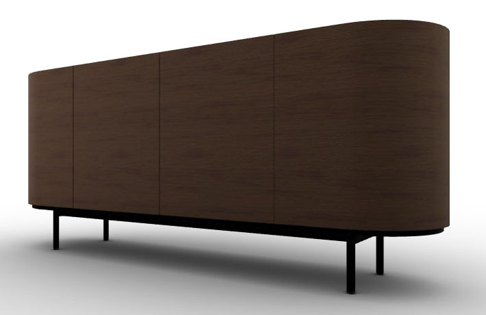 Lake Wood/Ceramic/Metal Sideboard w/4 Doors