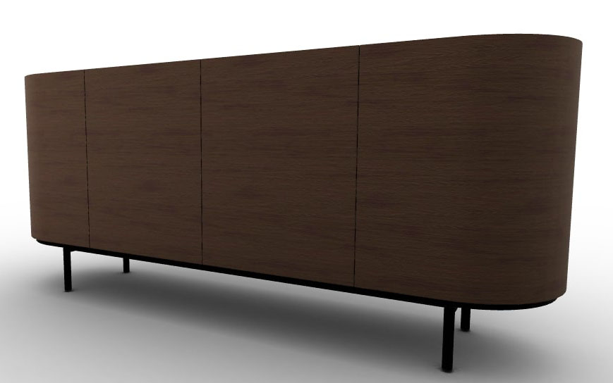 Lake Wood/Ceramic/Metal Sideboard w/4 Doors