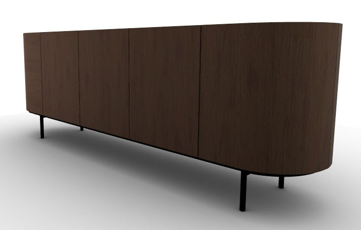 Lake Wood/Ceramic/Metal Sideboard w/5 Doors