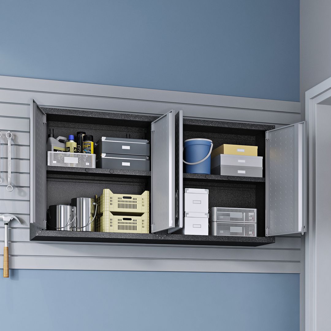Fortress Customizable Textured Metal Garage Saving Space Metal Storage Set