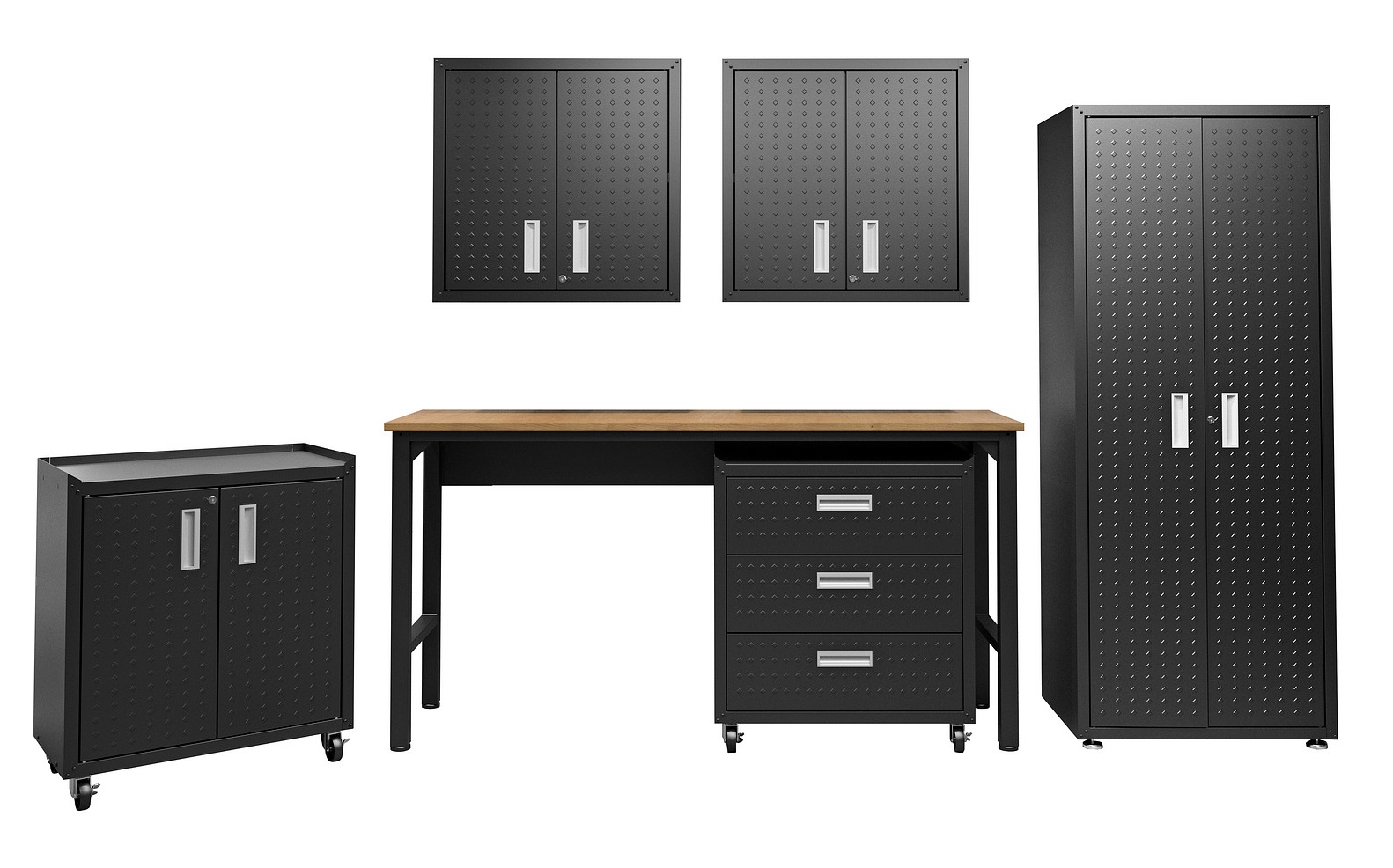 Fortress Customizable Textured Metal Garage Saving Space Metal Storage Set