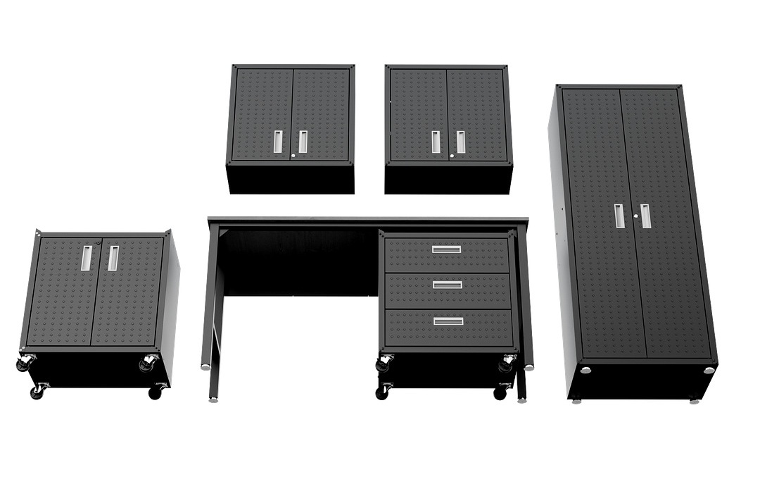 Fortress Customizable Textured Metal Garage Saving Space Metal Storage Set