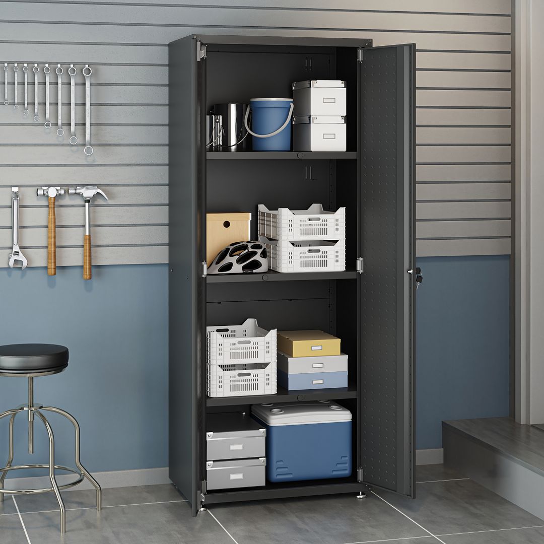 Fortress Customizable Textured Metal Garage Saving Space Metal Storage Set