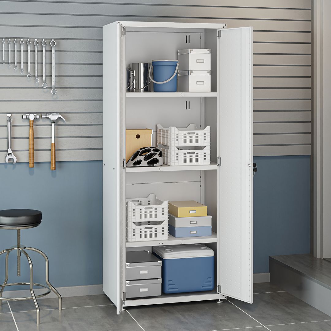 Fortress Customizable Textured Metal Garage Saving Space Metal Storage Set