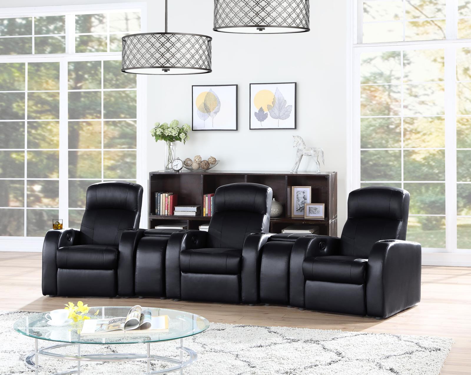 Cyrus 5-Piece Top Grain Leather/PVC Home Theater Seating
