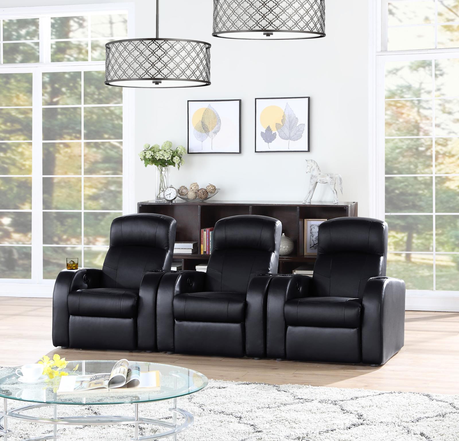Cyrus 3-Piece Top Grain Leather/PVC Home Theater Seating