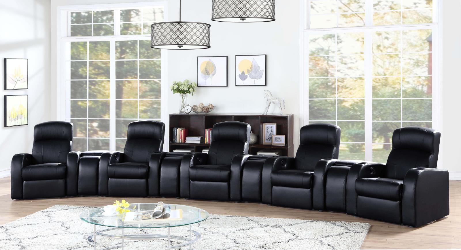 Cyrus 9-Piece Top Grain Leather/PVC Home Theater Seating