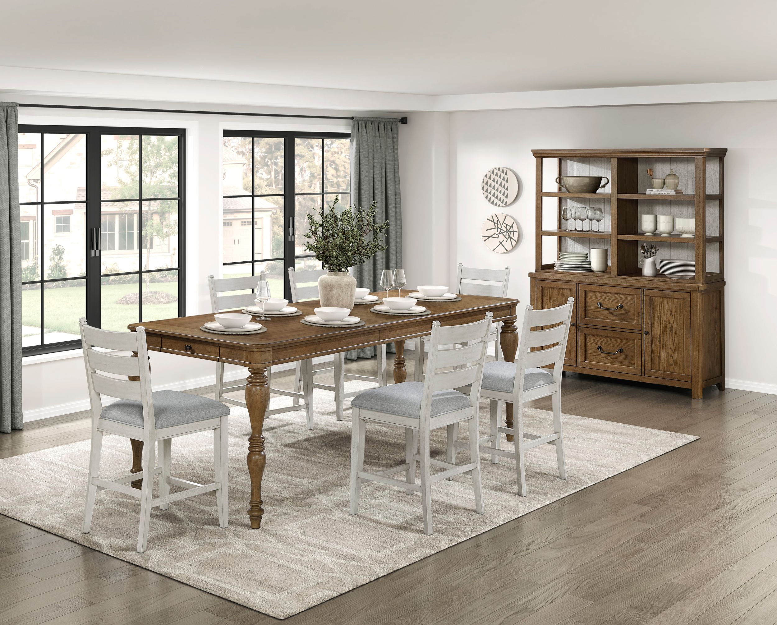 Wyatt Square Extendable Wood Counter Height Set