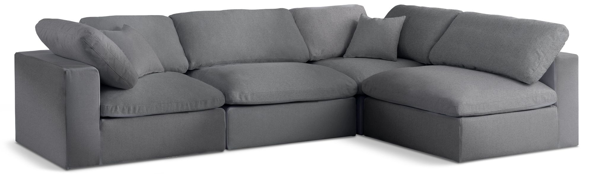 Serene 119" 4-Piece Linen Fabric Deluxe Comfort Modular Sectional
