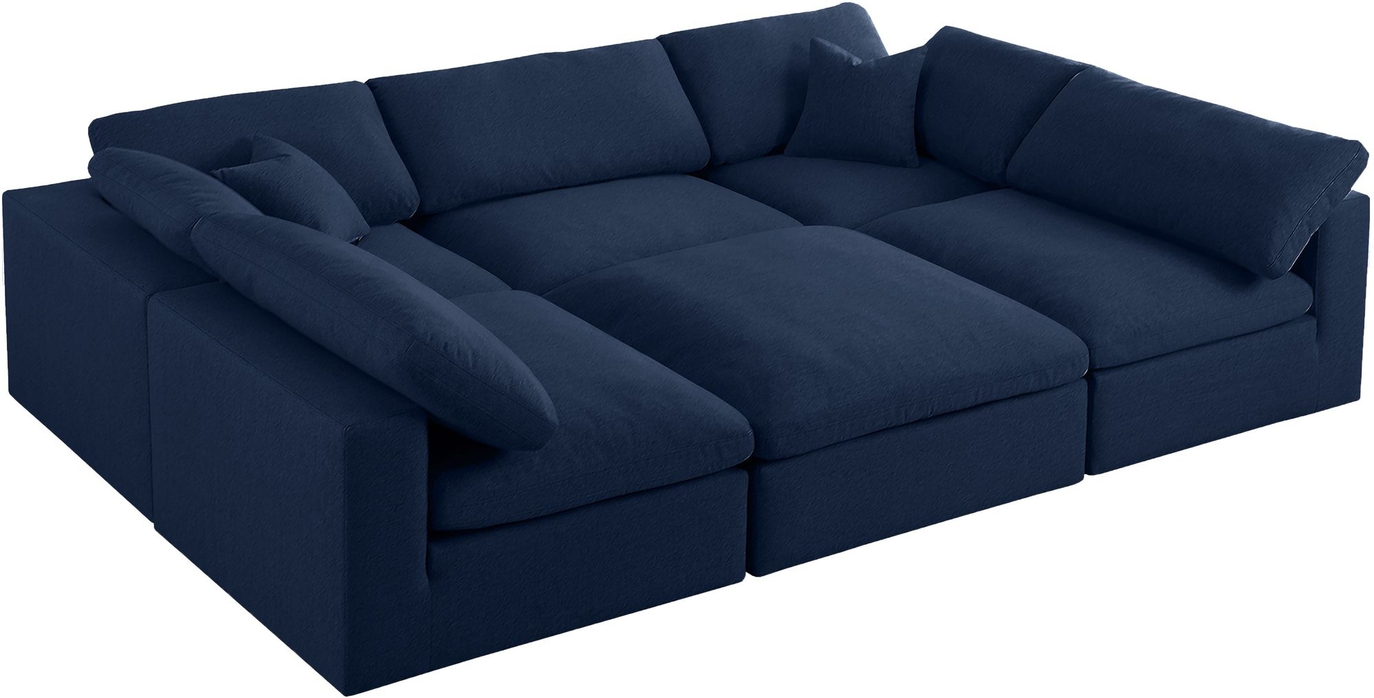 Serene 119" 6-Piece Linen Fabric Deluxe Comfort Modular Sectional