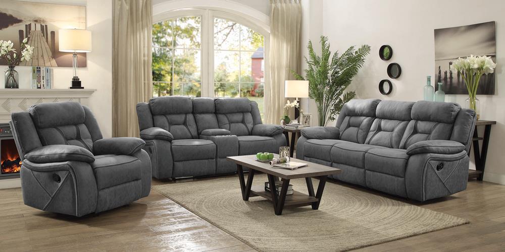 Higgins Pillow Top Arm Faux Suede Motion Loveseat with Console